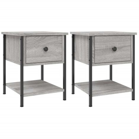 Nachttische 2er Set Sonoma Grau 34x35,5x45cm Engineering Holz