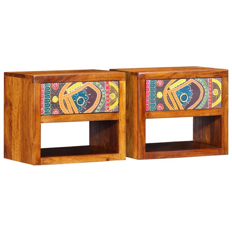 Nachttische 2 Stück 40x35x35 Cm Massivholz Akazie - Vidaxl