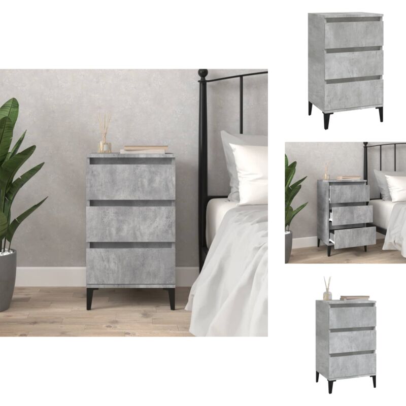 Vidaxl Grau Nachttische - Living Nachttisch Beton 40X35x70 Cm Holzwerkstoff