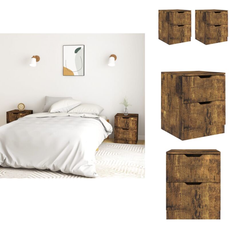 Vidaxl Nachttische 2 Stk. Räuchereiche 40x40x50 Cm Spanplatte - Nachttisch - Spanplattenmöbel - Wohnzimmer Dekoration - Möbel Für Das Schlafzimmer -