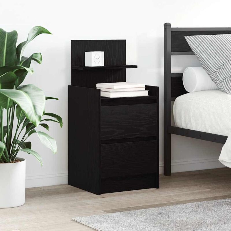 Nachttische Mit 2 Schubladen 2 Stk. Schwarz 38x34x80 Cm - Vidaxl