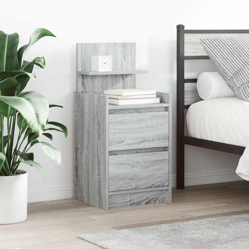 Vidaxl Nachttisch Mit 2 Schubladen Grau Sonoma 38x34x80 Cm