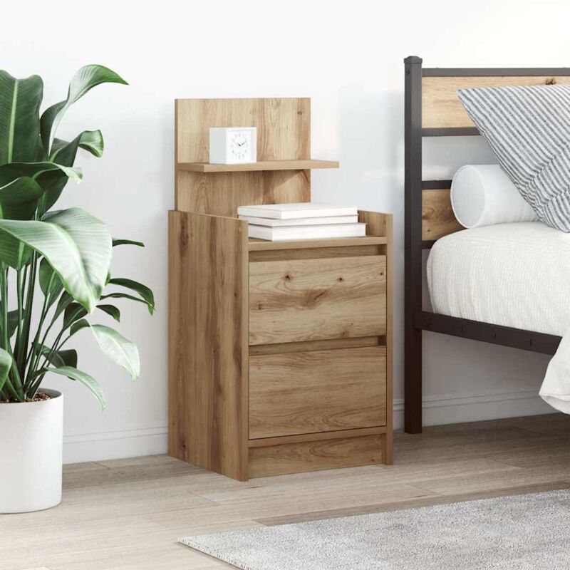 Vidaxl Nachttische Mit 2 Schubladen 2 Stk. Artisan-eiche 38x34x80 Cm