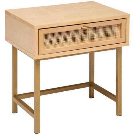 Nachttische Rayo Metall & Birke - H.50 cm - 1 Schublade