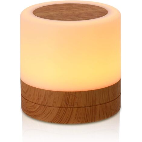 QIEDIE Nachttischlampe aus Holz, Nachttischlampe mit Berührungssensor, LED-Nachtlicht, Mini-Nachttischlampe