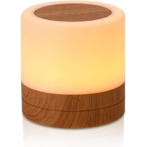QIEDIE Nachttischlampe aus Holz, Nachttischlampe mit Berührungssensor, LED-Nachtlicht, Mini-Nachttischlampe