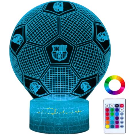 Nachttischlampe für Kinder FC Barcelona Fußball HERB 16 LED 3D + Fernbedienung