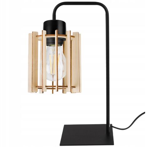NACHTTISCHLAMPE, HOLZSCHIRM, LED