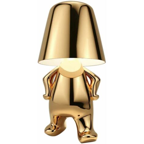 Nachttischlampe mit Touch Steuerung, Gold Man Dekorative Thinker Statue LED Schreibtischlampe, USB Aufladung 3 Helligkeitsstufen Dimmbare Tischlampe für Schlafzimmer Büro Wohnzimmer Dekoratio Geschenk