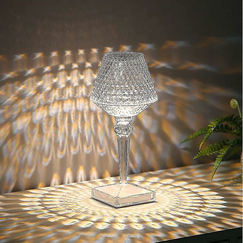 Crea - Nachttischlampe Touch Dimmbar Kristall Tischlampe Kabellos Deko Nachtlicht Usb a