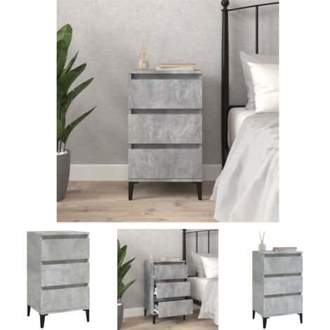 Nachttisch,Nachtschrank,Beistelltisch Betongrau 40x35x70 cm Holzwerkstoff -60370