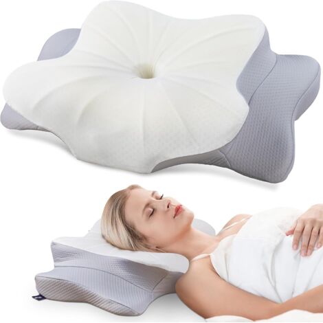 Nacken- und Schulterkissen, konturiertes Design aus Memory-Schaum, ergonomische Unterstützung, geeignet für Seiten-, Rücken- und Bauchschläfer, mit Bezug