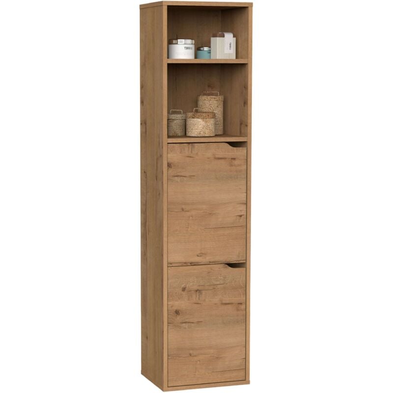 Nadia meuble-lavabo mural chêne couleur or 2 tiroirs 2 placards style industriel 150x37x30 cm