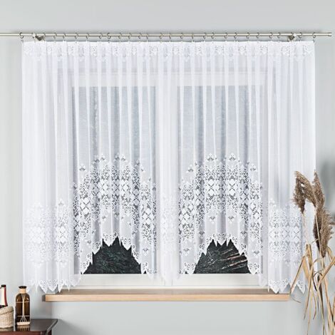 NADIA - Tenda jacquard pronta all'uso con taglio in basso - 400x160 cm - bianco