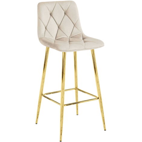 NADO Hocker – beiger Samt / GOLDENE Beine x 1