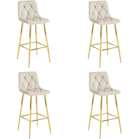 NADO Hocker – beiger Samt / GOLDENE Beine x 4