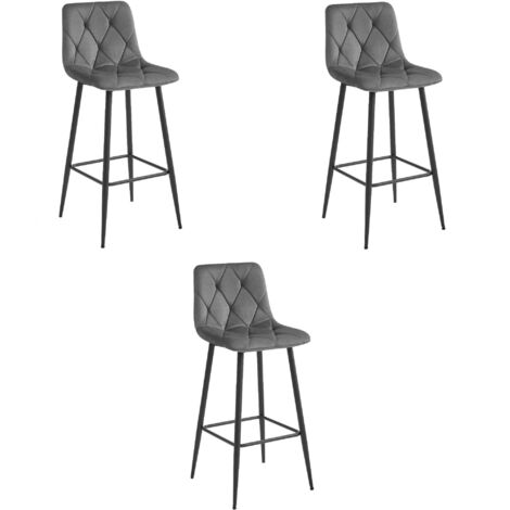 NADO Hocker – dunkelgrauer Samt / schwarze Beine x 3