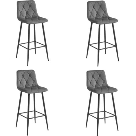 NADO Hocker – dunkelgrauer Samt / schwarze Beine x 4