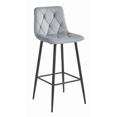 NADO Hocker – silbergrauer Samt / schwarze Beine x 1