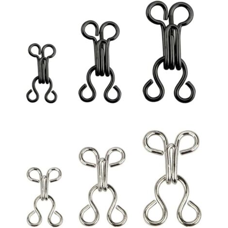 Nähösen, 12 Paar Nähösen, DIY-Nähzubehör, 3 Größen, für BHs, Kleidung, Röcke, Hosen (Schwarz S)