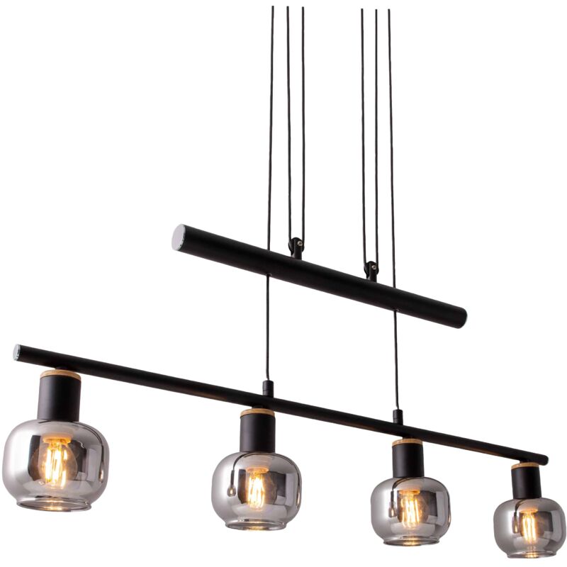 Suspension NÄVE 7090422, 40W, 4xE14, noir/naturel