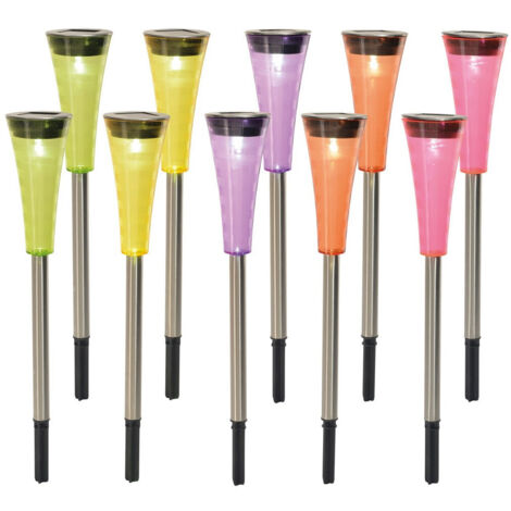 Naeve MULTI 10er Set LED Solar Erdspieß Außen Farbsensor Dämmerung bis Dämmerung 5500K IP44