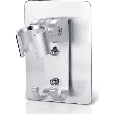 Nagelfreie Handbrausehalterung, verstellbare Halterung, Wandhalterung für Badezimmer mit Klebescheibe, oxidiertes Aluminium