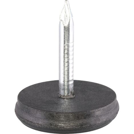 Nagelgleiter 20mm mit Einschlagstift - Möbelgleiter Kunststoff für Stühle und Möbel, schwarz