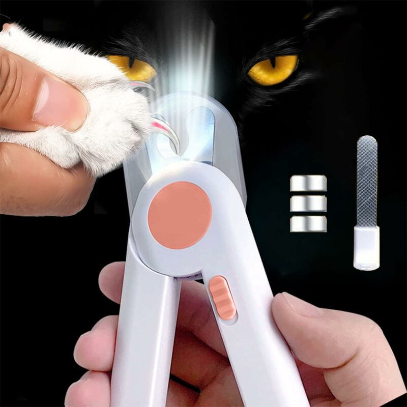 Nagelknipser für Haustiere mit LED-Licht, professioneller Haustier-Klauenschneider, Spritzschutz, für kleine und mittelgroße Haustiere
