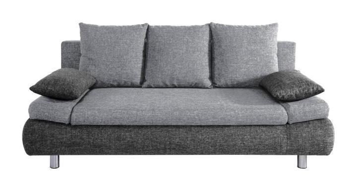 Naho Canapé Droit Convertible 3 Places Coffre De Rangement Tissu Gris Clair Et Gris Anthracite Contemporain L 205 X P 97 Cm Generique