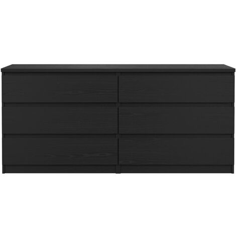 Naia Kommode 6 Schubladen schwarze Struktur.