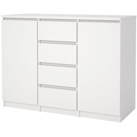 Naia Sideboard 2 Türen 4 Schubladen weiß.
