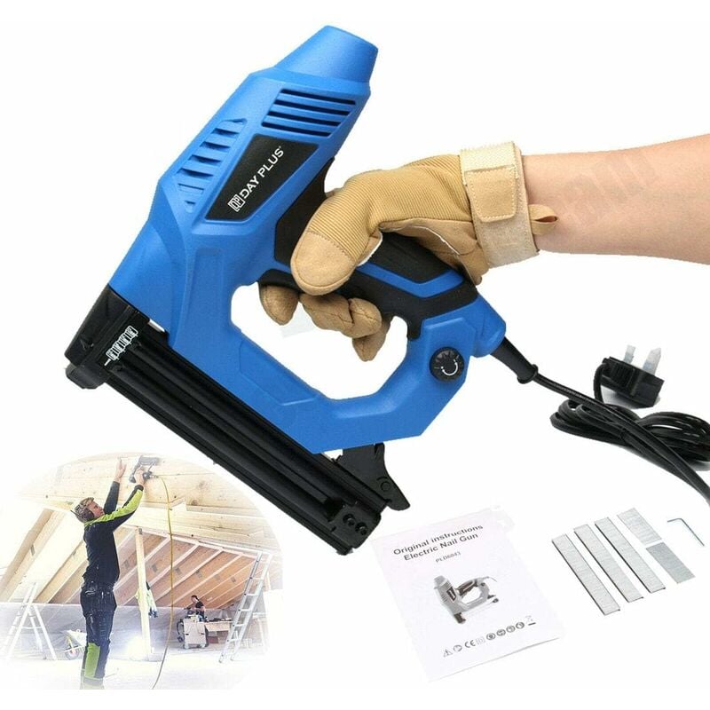 Briefness - Nail Gun & Staple Gun 2in1 Electric Heavy Duty Stapler Nailer Household Tool, Corded Electric Straight Nail Staple Gun Woodworking Tool