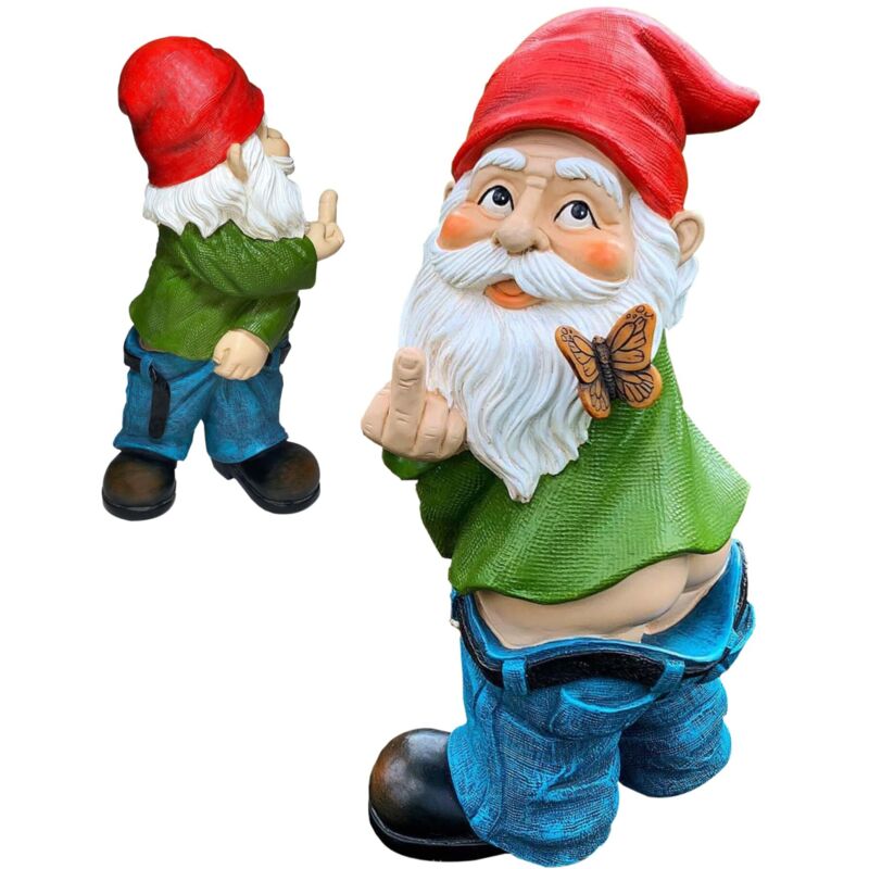 Nain De Doigt du Milieu Nain Drôle De 5,5 Pouces De Haut Nains De Jardin Amusants en Résine Mini Pantalon vers Le Bas Nains Nus pour Décoration