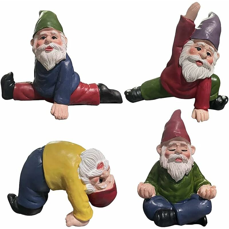 Abcrital - Nain de Jardin Amusant Décoration de Nain de Jardin de Yoga,4PC décoration d'art Gobelin De Jardin,Figurines de décoration de Jardin,
