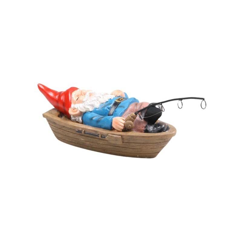 SID - Nain de jardin en résine ballade sur l'eau Barque allongé