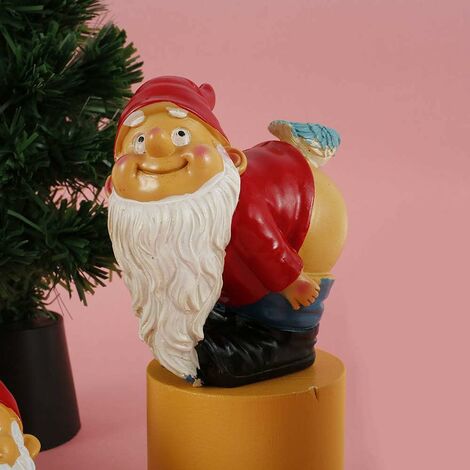 Nain de Jardin Exterieur Décoration de Jardin avec Statue de Jardin en Résine Nain De Jardin Humour Rigolo pour Maison Jardin Exterieur Enfants Garçons Filles (Cul Birdie, 11.5 x 10 x 7cm)