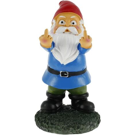 Nain de Jardin Exterieur Décoration de Jardin avec Statue de Jardin en Résine Nain De Jardin Humour Rigolo pour Maison Jardin Exterieur Enfants Garçons Filles (Doigt Vertical, 14.5 x 7.5 x 8cm)