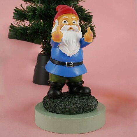 Nain de Jardin Exterieur Décoration de Jardin avec Statue de Jardin en Résine Nain De Jardin Humour Rigolo pour Maison Jardin Exterieur Enfants Garçons Filles (Doigt Vertical, 14.5 x 7.5 x 8cm)