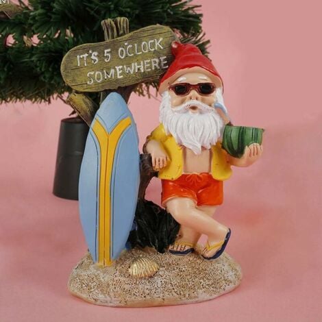 Nain De Jardin Exterieur Décoration De Jardin Avec Statue De Jardin En Résine Nain De Jardin Humour Rigolo Pour Maison Jardin Exterieur Enfants Garçons Filles (Tenant La Pastèque, 14 X 9.5 X 6.5Cm)