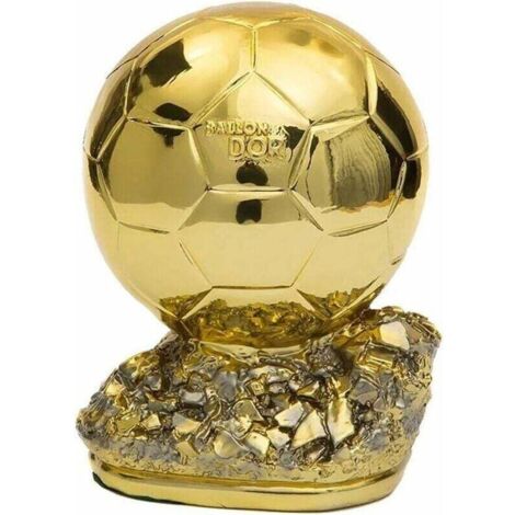 Nain de jardin Golden Ballon Football Trophée – Résine naturelle écologique – 15 cm – Résistance à l'abrasion et à la corrosion