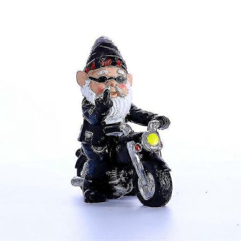 Nain de jardin moto (1 pièce) 2024, 13 x 6,5 x 13,5 cm, statue en résine imperméable, décoration moto pour terrasse, pelouse ou jardin.