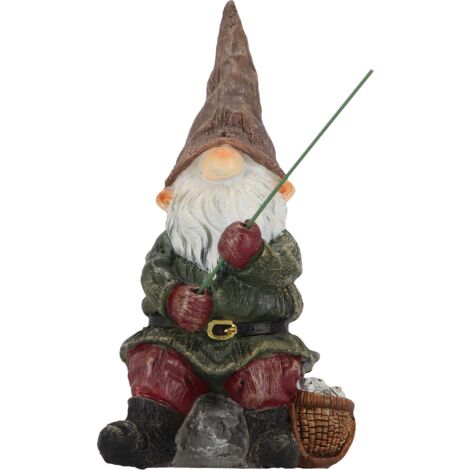 TRUE TO NATURE Nain de jardin avec canne � p�che en r�sine 25 cm multicolore - multicolore