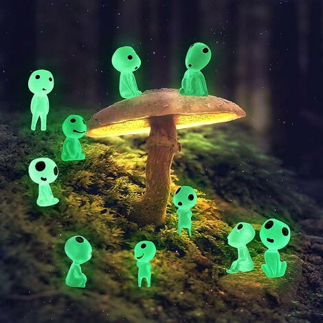Nain de Jardin Princesse Mononoke Arbre Lumineux Elfes fée Jardin Accessoires Lueur dans l'obscurité Micro Paysage décor extérieur Patio Cour Décoration de Jardin de fête d'halloween Triomphe 10 pièces