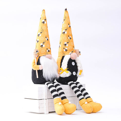 Nains Abeille Lot de 2 - Accessoires de Cuisine Bumble Bee - Ornements d'abeilles pour la Maison - Signes Amusants Decor de Printemps - Peluche Douce pour décor de Cuisine,- LionKnight
