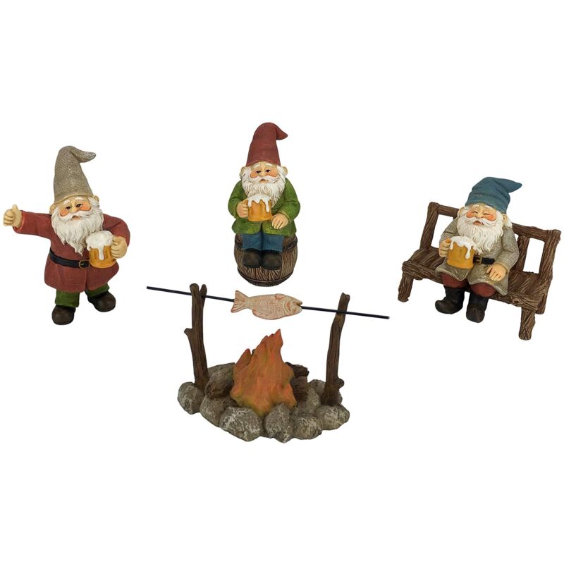 Nains Joyeux compagnons de taverne - Un Ensemble de 5 pièces de Nains de Jardin pour Le Jardin Miniature enchanté
