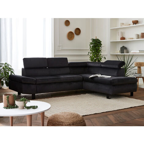 Nairobi – ecksofa mit schlaffunktion – aus samt – 5-sitzer – mit kopfstützen – rechts - grau