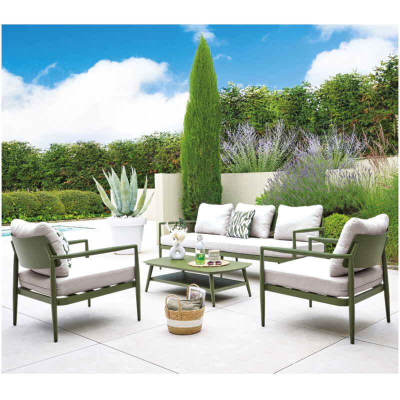 Naïrobi - salon de jardin 5 places - Vert sauge