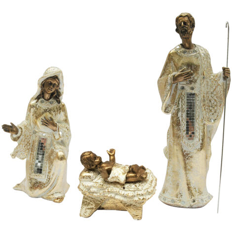 Naissance 3 pcs. Figurines de Noël de décoration en résine blanche