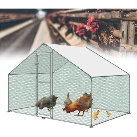 Naizy – Poulailler 3x2x2m pour poules et petits animaux – Acier galvanisé – Toit PE étanche et UV – Enclos extérieur sécurisé